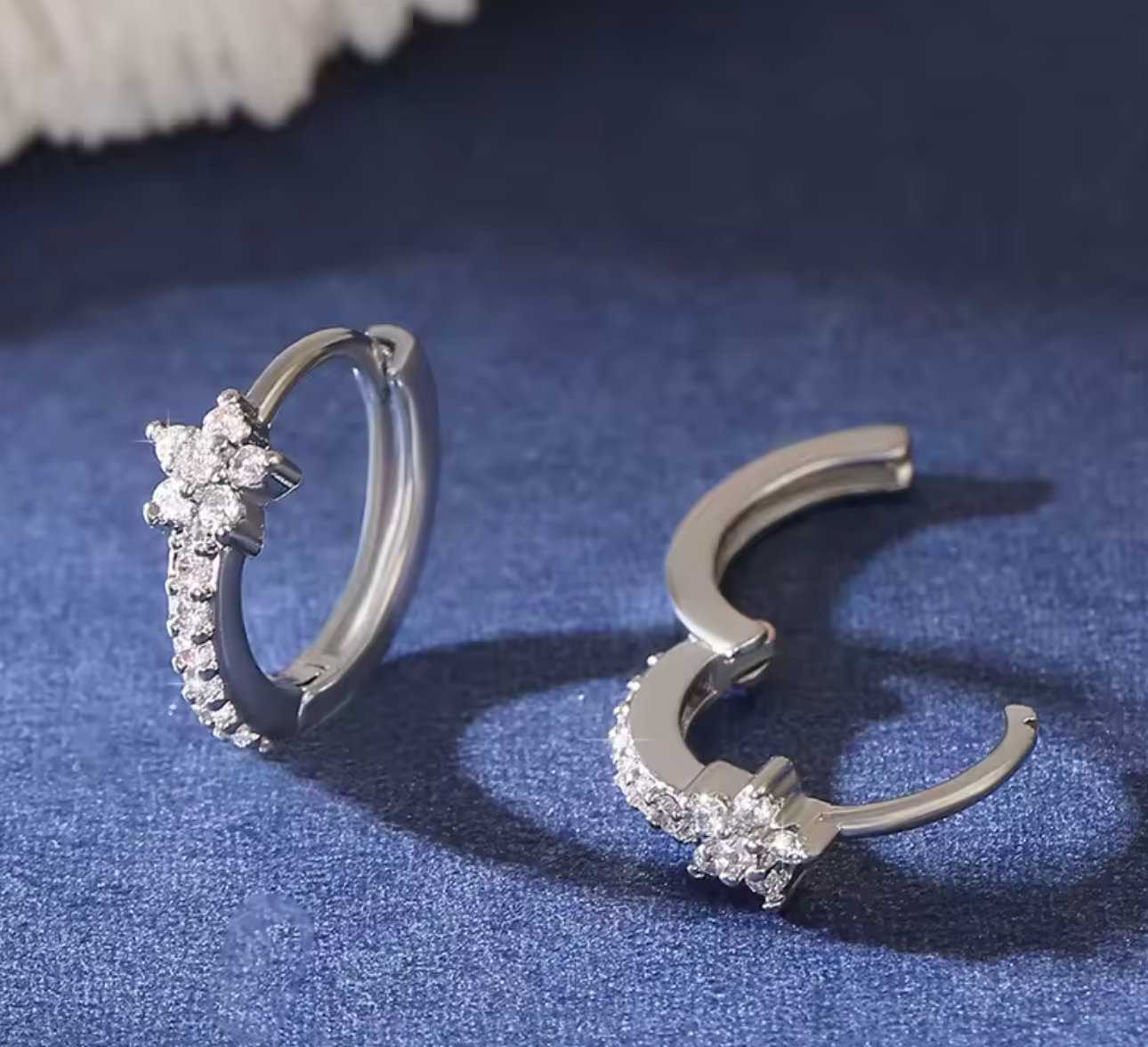 Vintage Stainless Steel Zircon Star Hoop Earrings