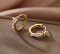 Vintage Stainless Steel Zircon Star Hoop Earrings