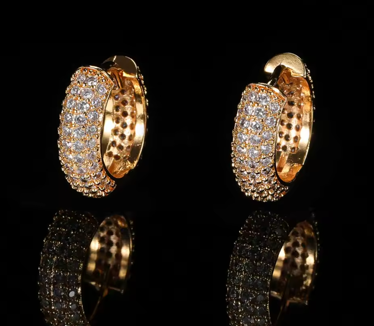 Luxury Hip Hop Iced Out Cubic Zirconia Hoop Earrings
