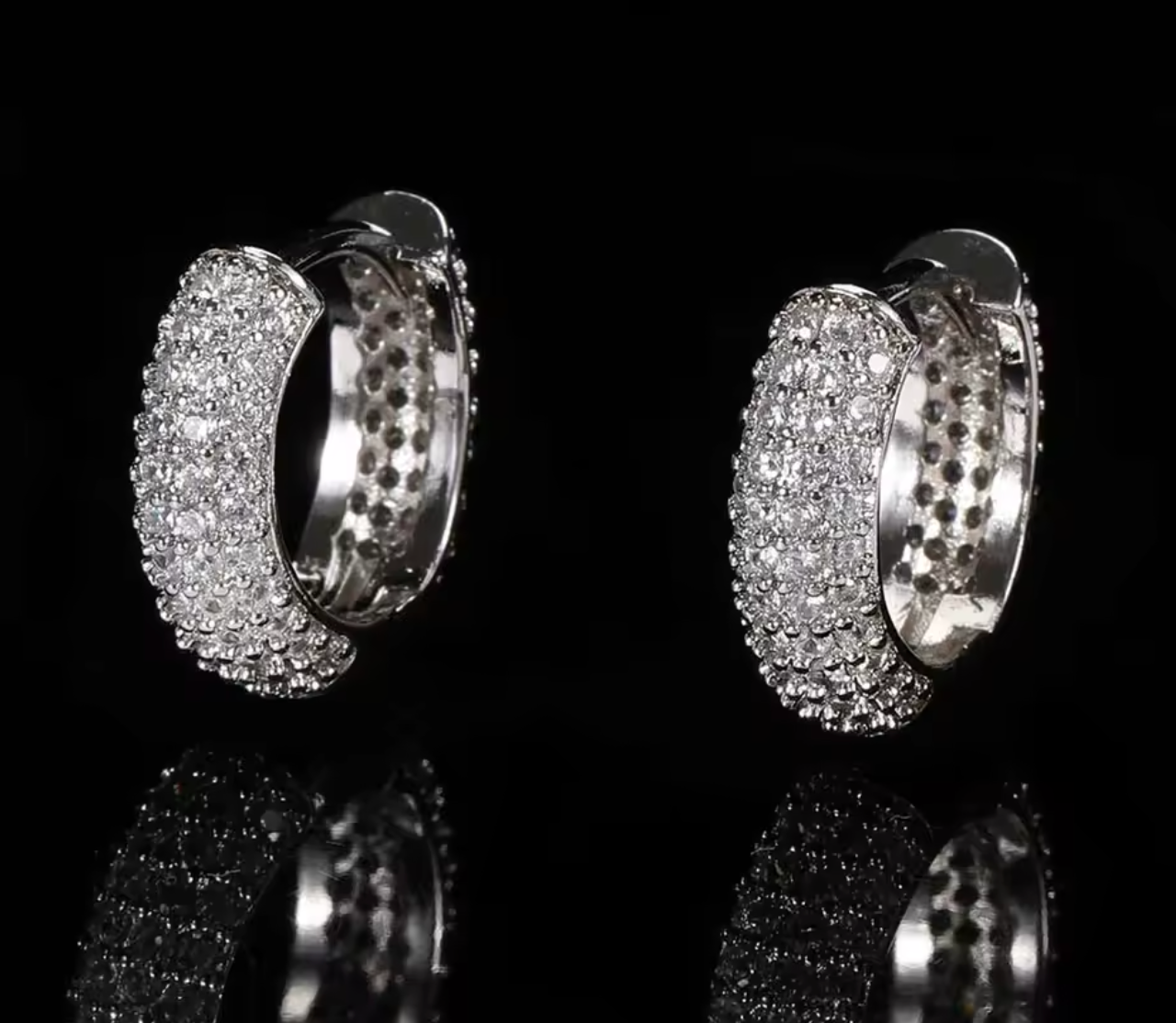 Luxury Hip Hop Iced Out Cubic Zirconia Hoop Earrings