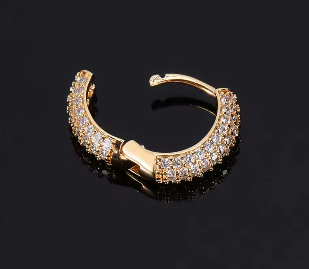 Luxury Hip Hop Iced Out Cubic Zirconia Hoop Earrings