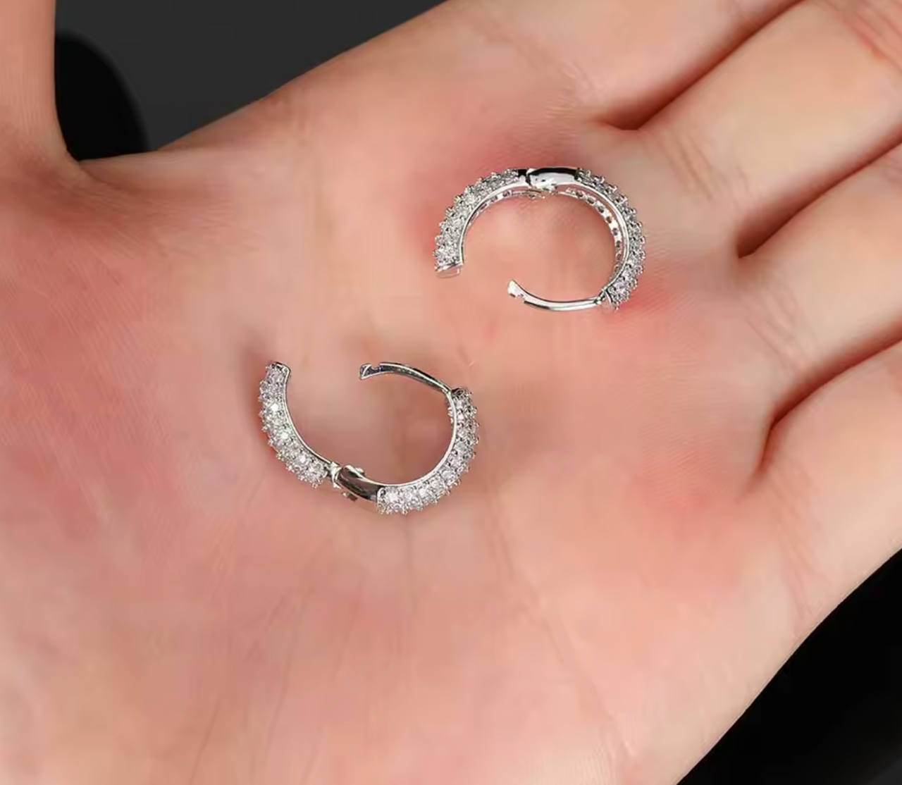 Luxury Hip Hop Iced Out Cubic Zirconia Hoop Earrings