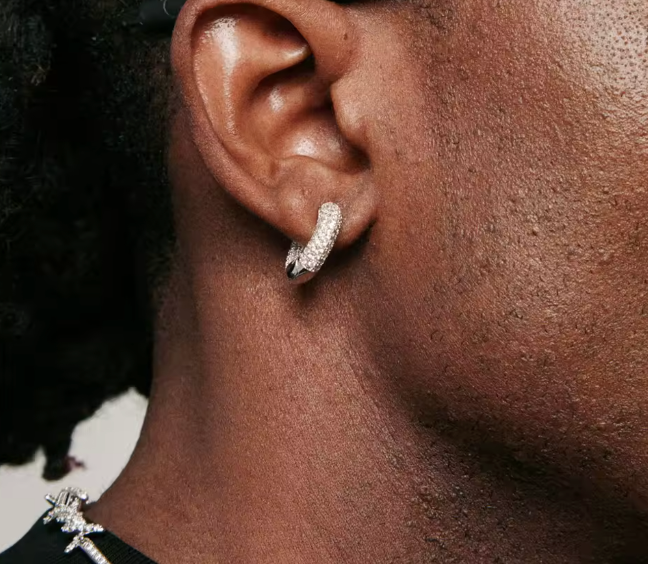 Luxury Hip Hop Iced Out Cubic Zirconia Hoop Earrings