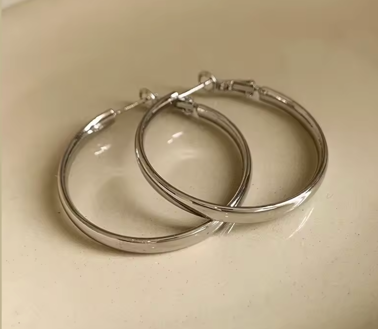 Large Flat Geometric Hoop Earrings