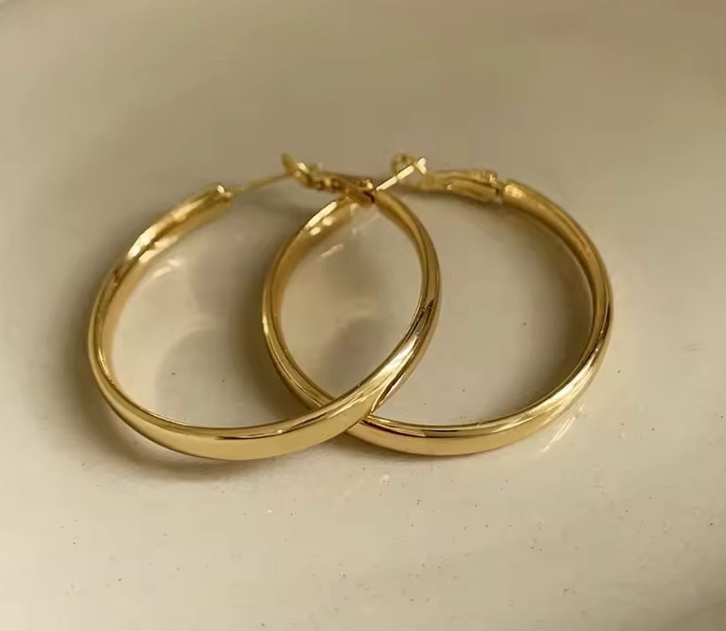 Large Flat Geometric Hoop Earrings