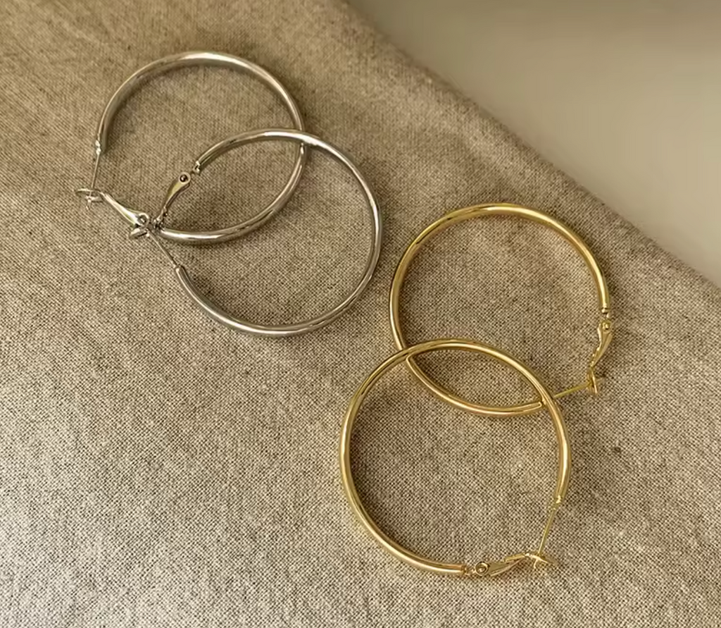 Large Flat Geometric Hoop Earrings