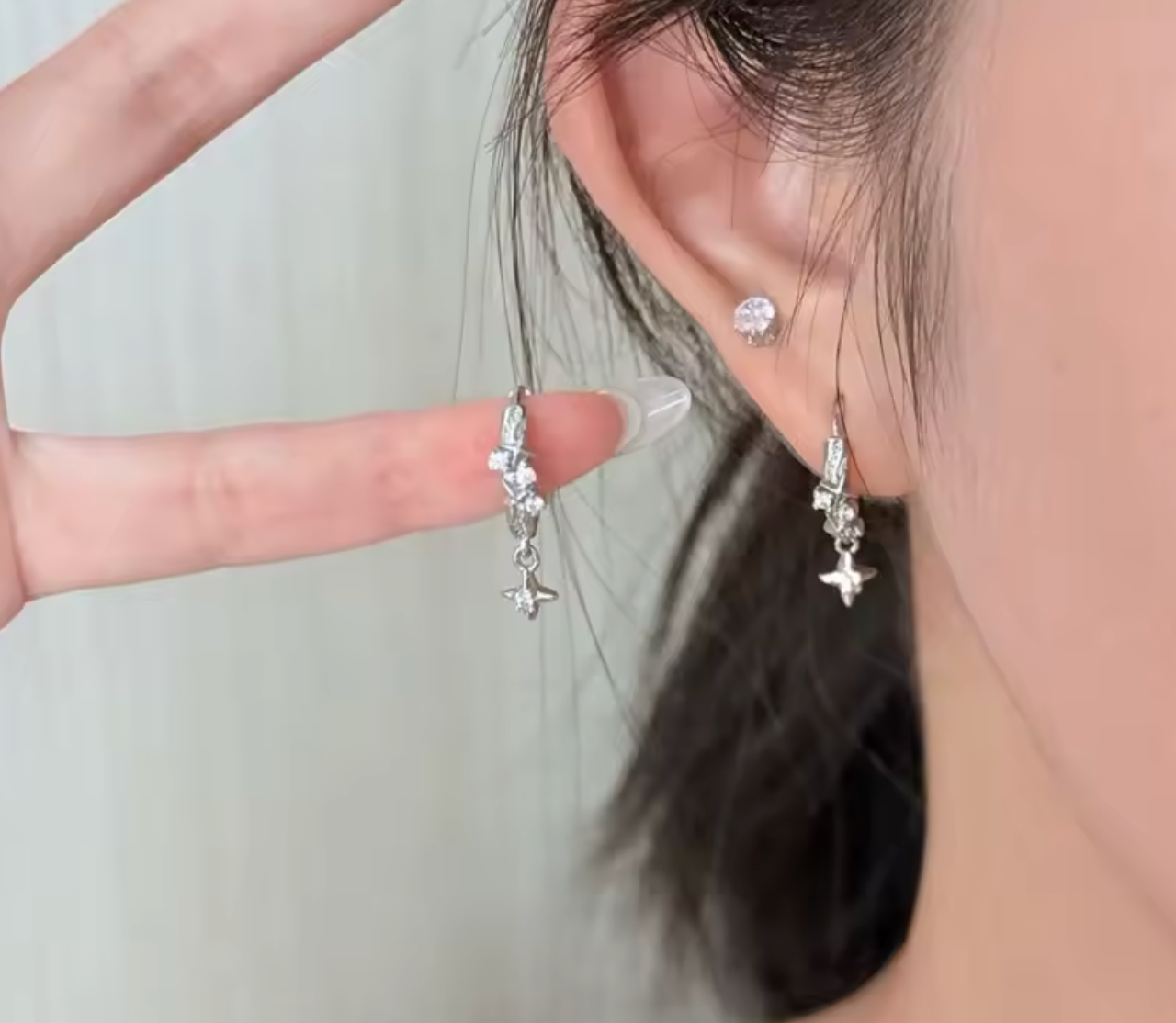 Metal Star Hoop Earrings for Women