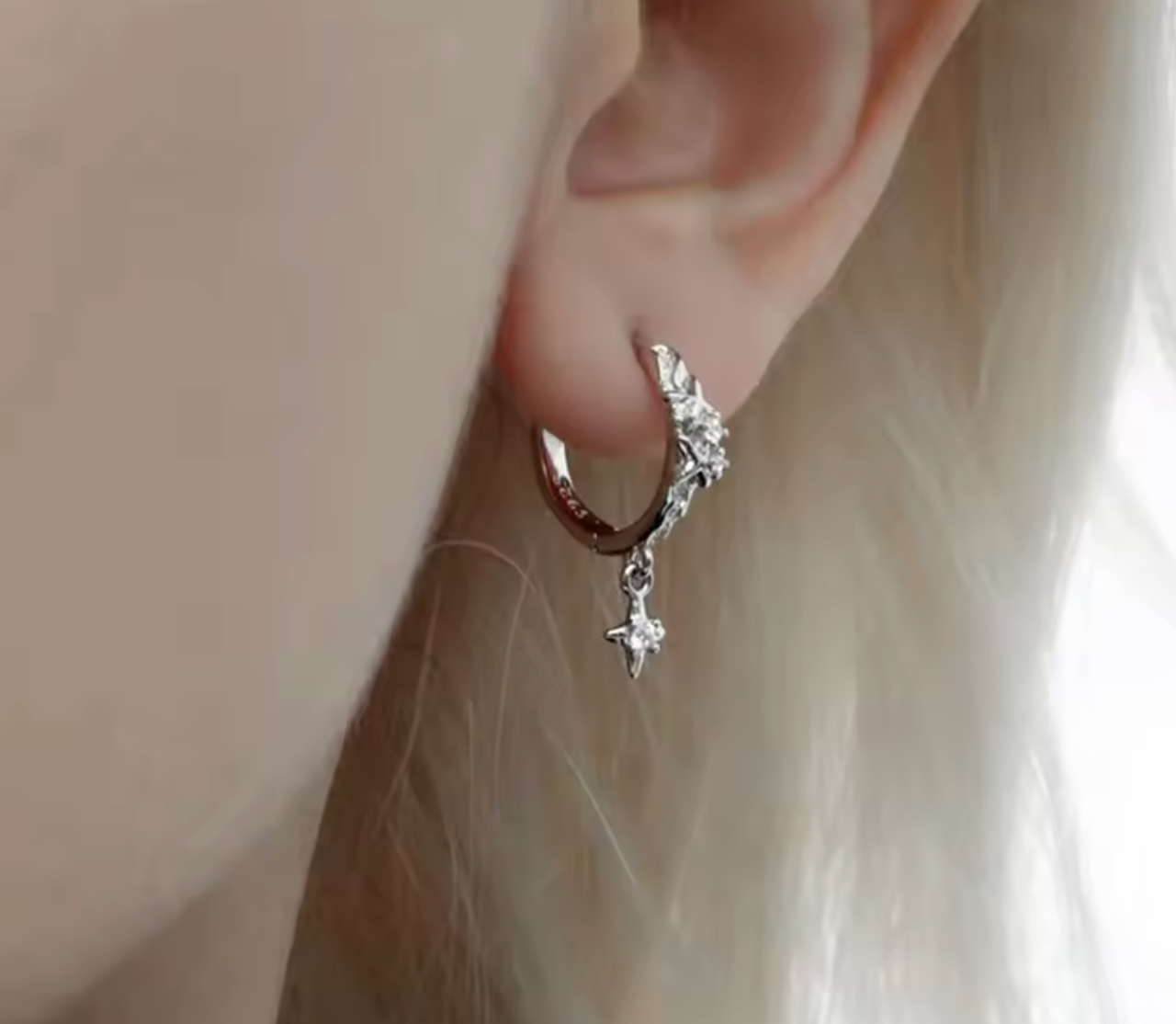 Metal Star Hoop Earrings for Women