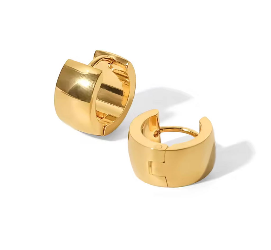 Titanium Glossy Wide Ear Buckle Hoop Earrings