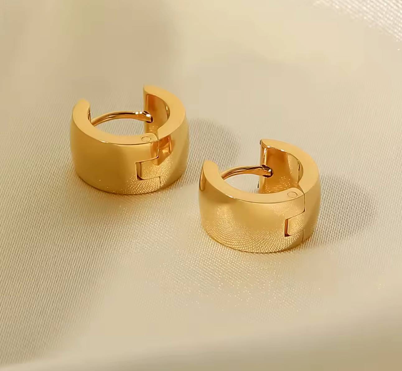 Titanium Glossy Wide Ear Buckle Hoop Earrings