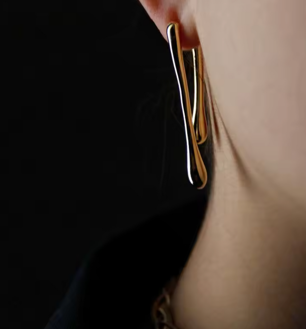 Fashion Metal Water Drop Long Pendant Earrings