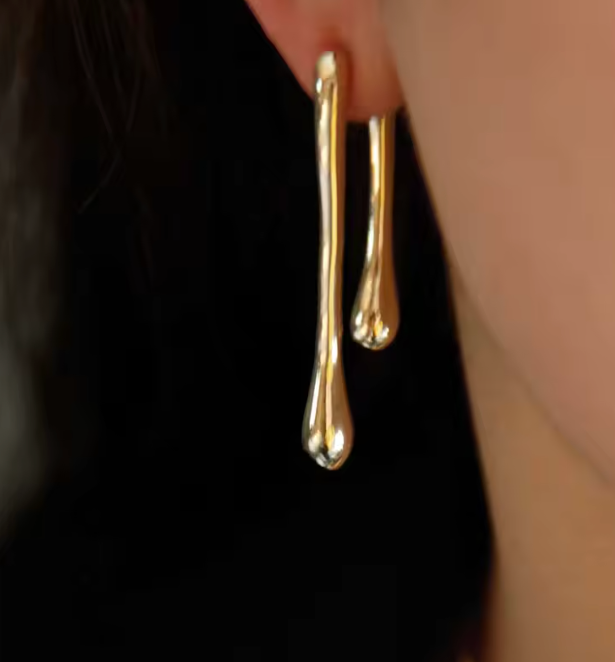 Fashion Metal Water Drop Long Pendant Earrings