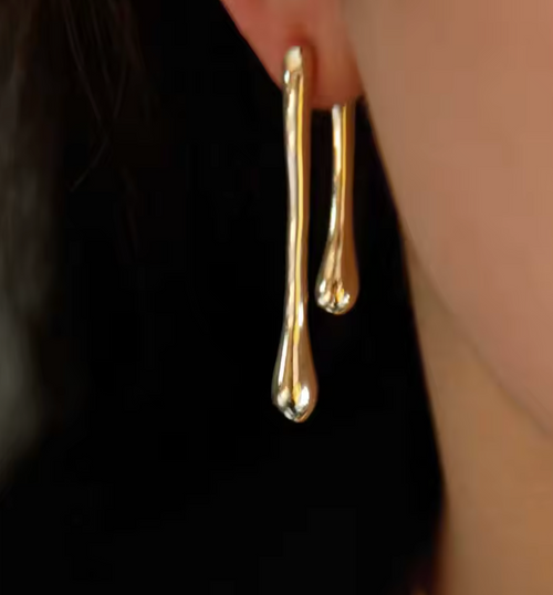 Fashion Metal Water Drop Long Pendant Earrings