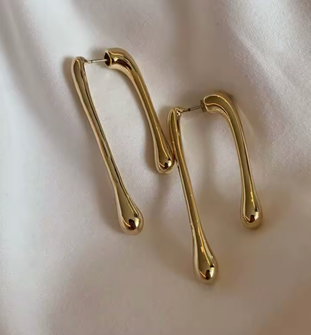 Fashion Metal Water Drop Long Pendant Earrings