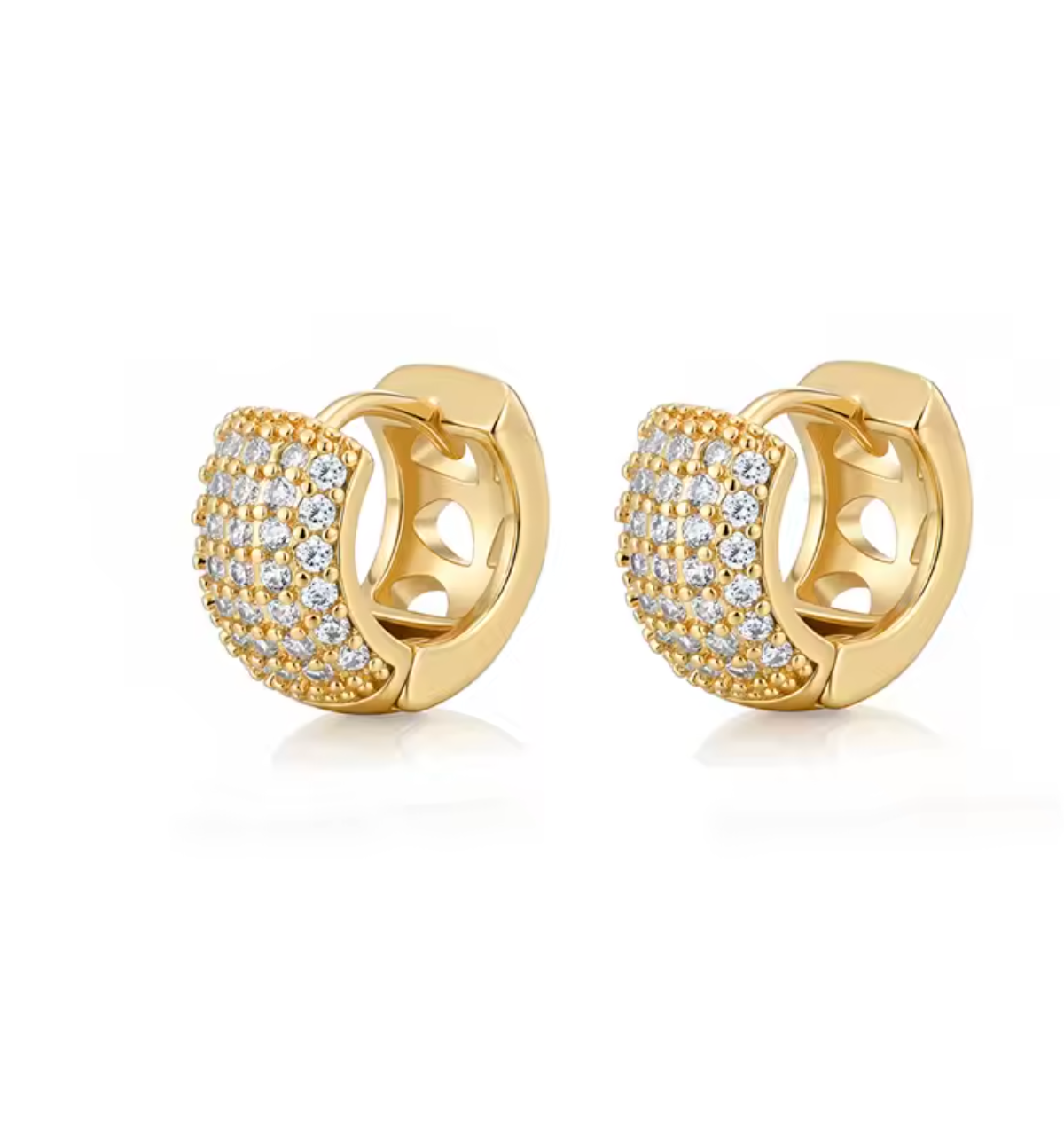 Zirconia Round Huggie Hoop Earrings for Women