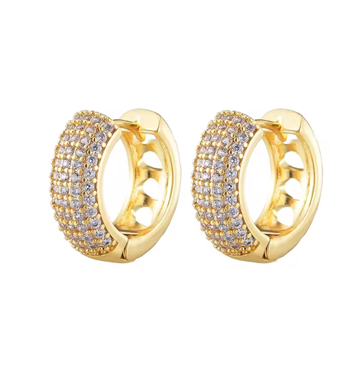 Zirconia Round Huggie Hoop Earrings for Women