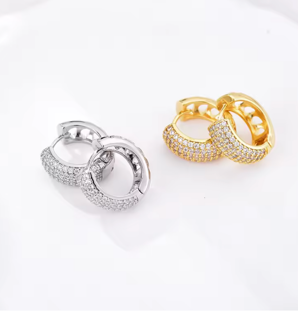 Zirconia Round Huggie Hoop Earrings for Women
