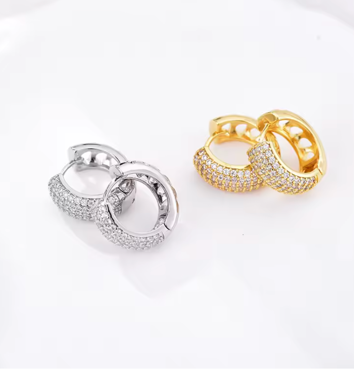 Zirconia Round Huggie Hoop Earrings for Women