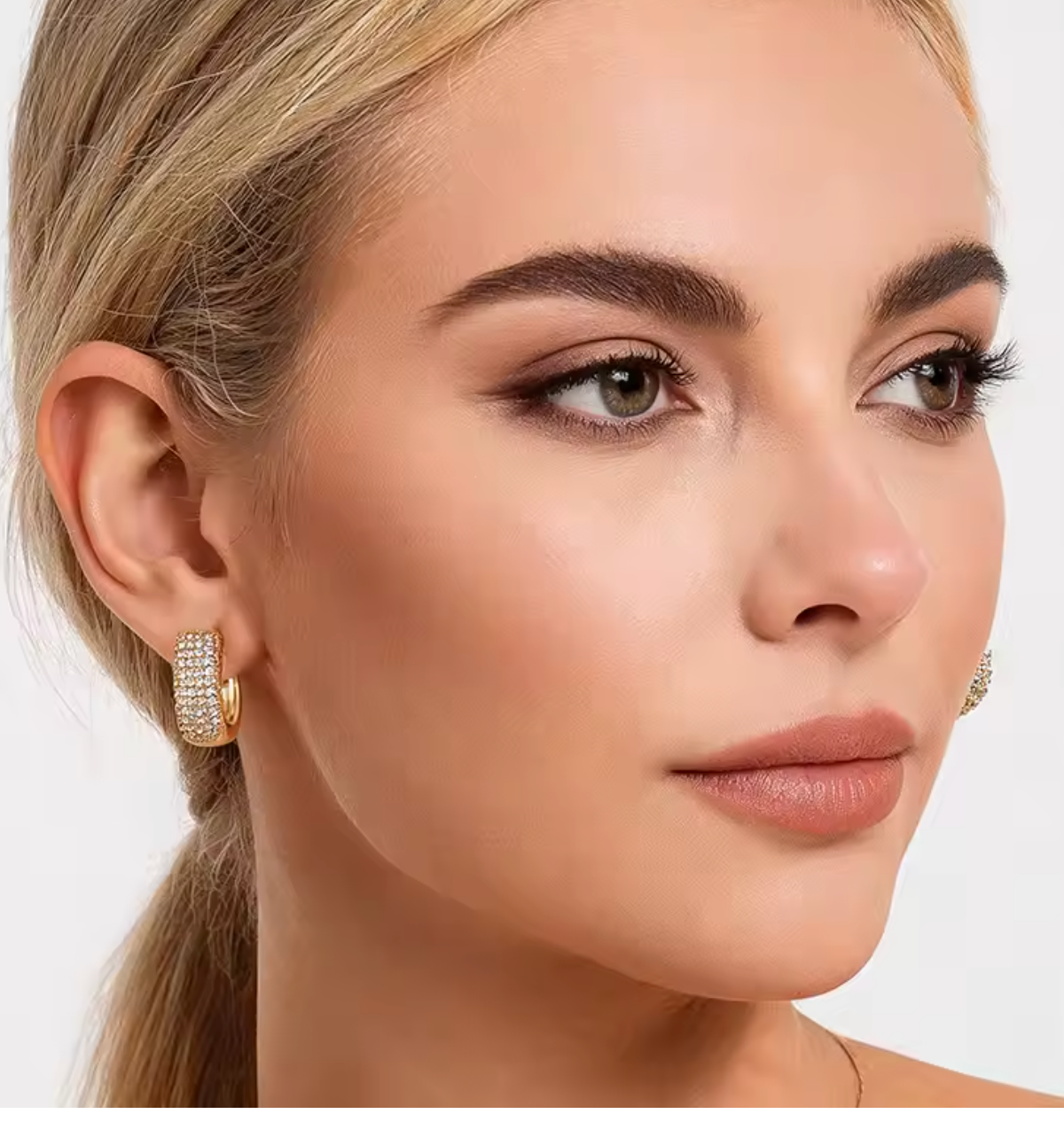 Zirconia Round Huggie Hoop Earrings for Women